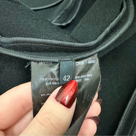 Prada Black Wool Double Breasted Pea Coat - Picture 11 of 15